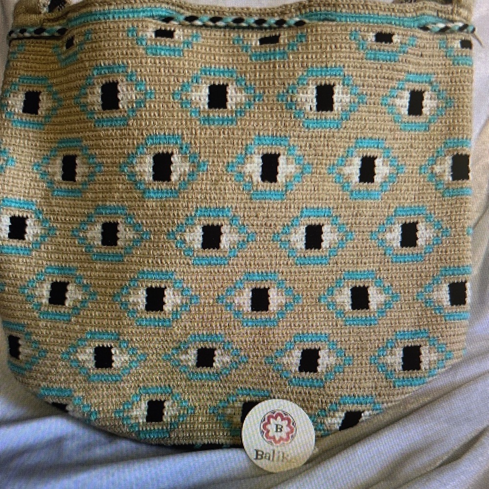 Wayuu Evil Eye Tan and Blue Women's Bag